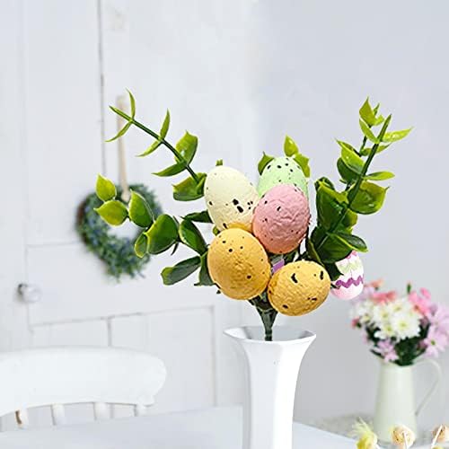 6 Pack Artificial Easter Egg Picks 8.7inch Easter Egg Tree Branches Spring Floral Picks Easter Stems for Spring Party Flower Arrangement Wreath Decor