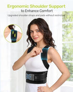 Rakiie Posture Corrector for Women Men, 4 Back Support Brace Bars, Adjustable Shoulder Straightener with Cushioned Pads for Hunchback, Round Shoulders, Back Pain Relief, Blue M