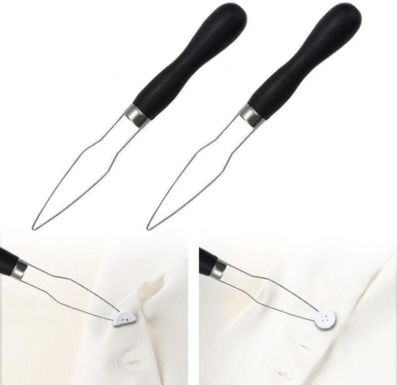2 Pack Easy Button Hook - Button Assist Device Helper Tool - Stainless Steel Button Fastener Tool for Easy Button - One Hand Dressing Aids (2 Pack)