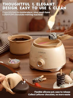 Chocolate Melting Pot Candy Melts Melter with 2 Insert Pots and Spatula, 4 Cups Capacity Warmer Machine, Ideal Dipping Tool Kitchen Supplies for Making Cake Pop Covered Strawberries Fondue