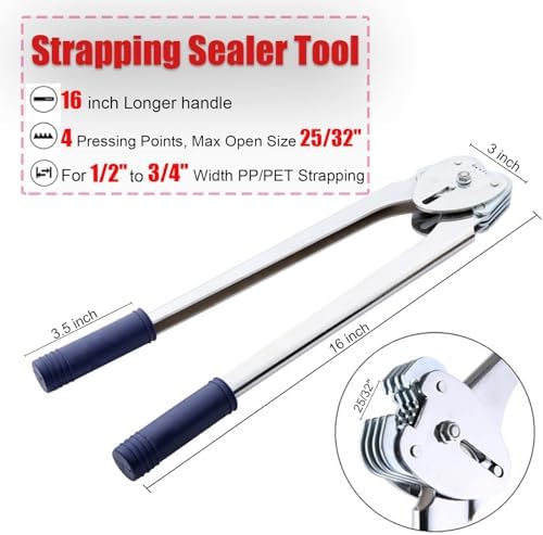 Packaging Banding Strapping Kit Tensioner Tool Sealer, Pallet Strapping Kit, 1/2" Wide x 4000" Length Poly Strapping Kit, Banding Tools for Packing Strapping