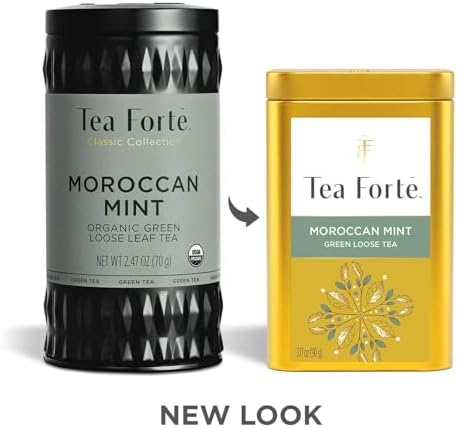 Tea Forte Moroccan Mint Premium Loose Leaf Caffeinated Green Tea Blend Canister, Makes 35-50 Servings