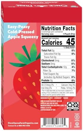 ONCE UPON A FARM Organic Strawberry Applesauce Multipack, 12.8 OZ