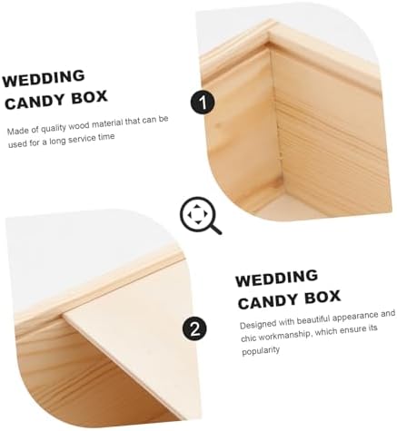 VOSAREA Wedding Candy Box Wooden Box 15x15x8cm Portable Stylish Candy Case for Bridesmaids Wedding Party Supplies Festival Favor Container