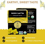 Buddha Teas - Mullein Leaf - Organic Herbal Tea - Single Ingredient - Warm Amber Hue - Mild, Earthy, Sweet Taste - Enjoy Hot or Cold - Caffeine Free - 100% Kosher & Non-GMO - 18 Tea Bags (Pack of 1)