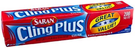 Saran Cling Plus Plastic Wrap, 200 Sq Ft, 1 Count (Pack of 1)