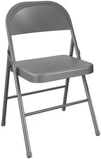 All-Steel Metal Folding Chair, Gray - Double Braced, Heavy-Duty, Portable & Stackable for Home, Office & Event Seating (Gray)
