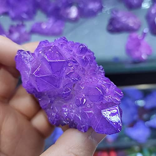 1pcs Purple Electroplated Vug Crystal Quartz Specimen Electroplating Crystal Clusters Decoration Gift Reiki Stone (Size : 40-90g)