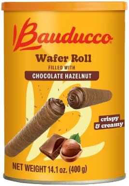 Bauducco Wafer Rolls, Crispy Chocolate Wafer Rolls Filled with Creamy Hazelnut, 42.3 oz (3-Pack)
