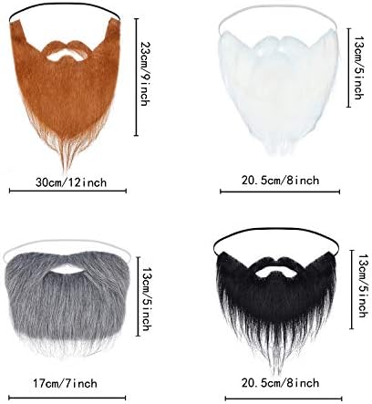 WILLBOND 4 Pieces Fake Beards Long False Beards Funny Fake Mustache Whisker