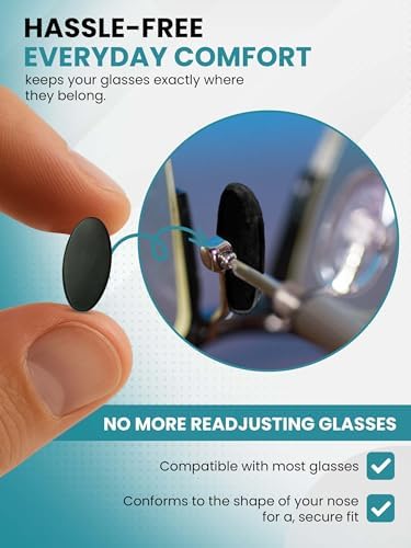 SPORTS WORLD VISION Glasses Titanium Nose Pads | Oval Shape Non-Slip Nose Pads for Glasses | 13mm Screw-in Easy Replacement and Comfortable Fit 1 Pair in Black Finish