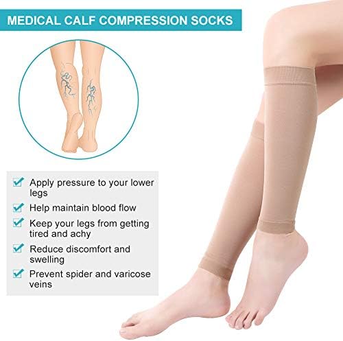 Calf Compression Sleeve, Footless Compression Sock Strong Calf Support 20-30 mmHg Medical Gradient Shin Splints, Prevent Varicose Veins, Swelling Relieve Pain for Men Women