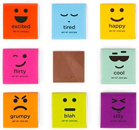 Chocolate Squares Bars, Gourmet Chocolate Tabs Gift, Moodibars by Astor Chocolate,18 Mood Squares Variety Pack, Assorted Premium Milk & Dark Emoji Candy Bars