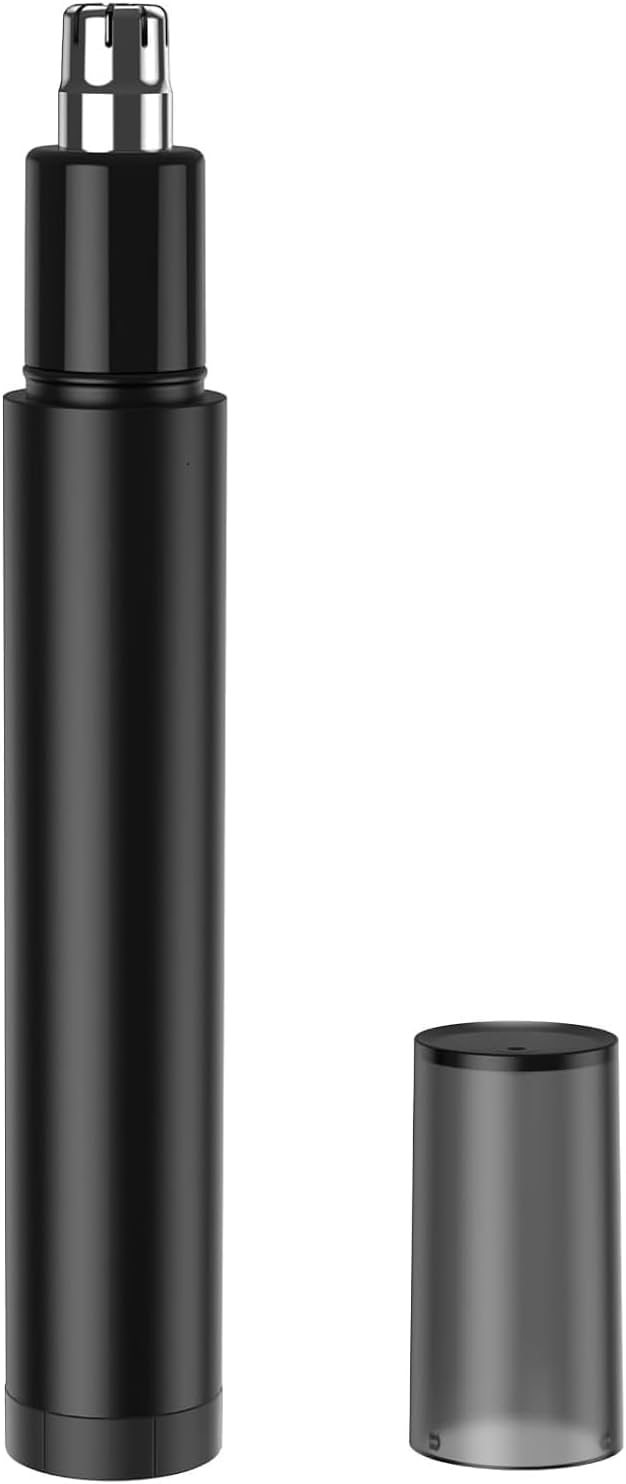 Ear and Nose Hair Trimmer Clippers, Professional Painless Nose Hair Remover for Men Women, Battery-Operated Nasal Clipper, Dual Edge Waterproof Blades for Easy Clean, Black