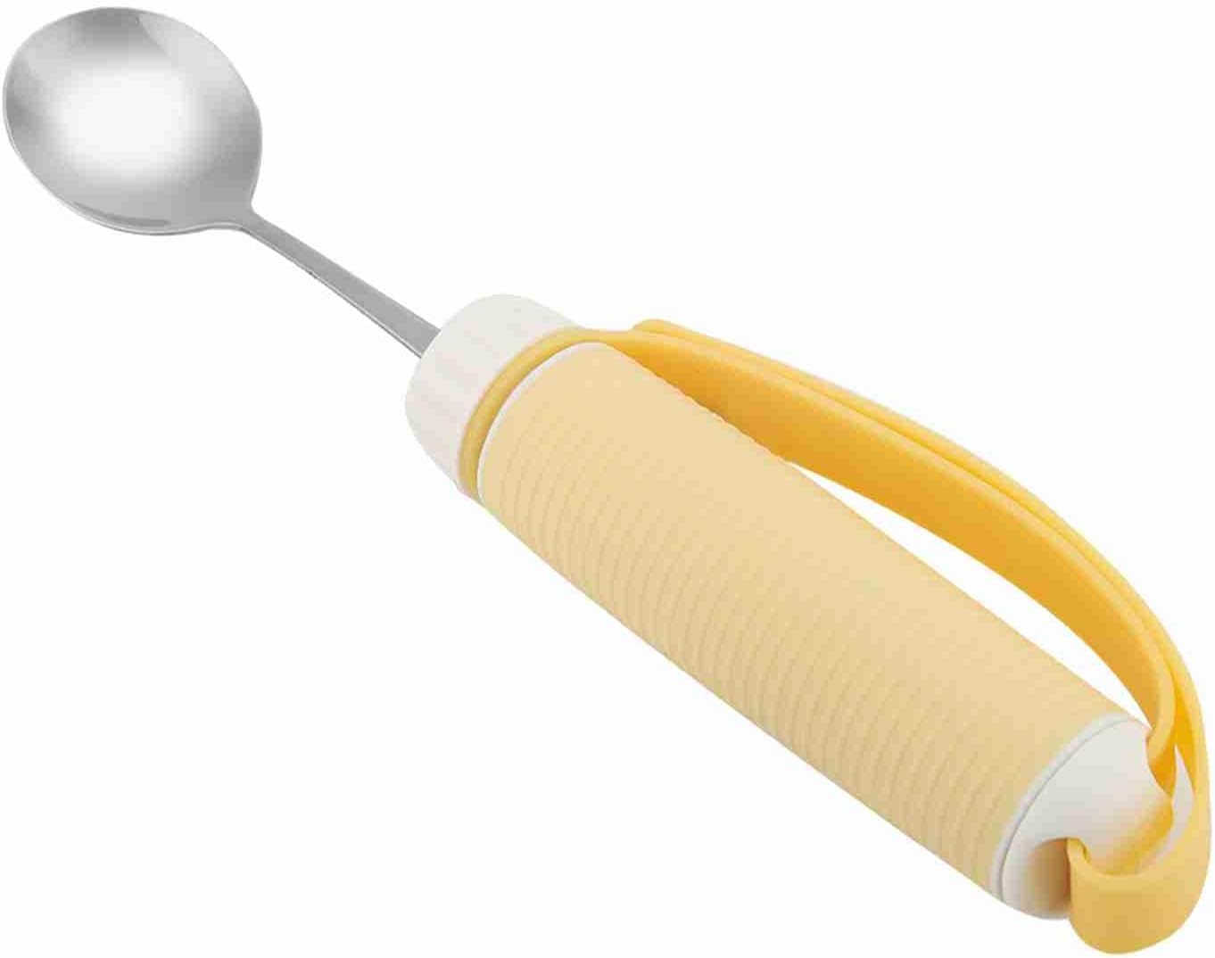 Oumefar Easy Grip Eating Aids Spoon, Disabled Utensil Stainless Steel Fork Arthritis Elder Aid Tablewares Flexible Rotating Fork Eating Tablewares for Disabled Patient Elder Handicapped