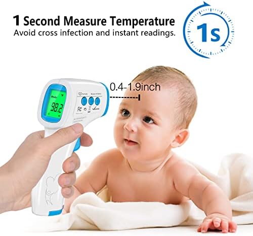 Digital Thermometer for Adults and Kids, No Touch Forehead Thermometer for Baby, 2 in 1 Body Surface Mode Infrared Thermometer with Fever Alarm and Instant Accuracy Readings