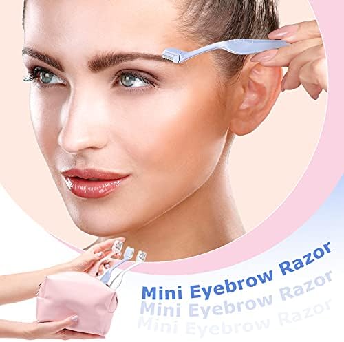 6Pcs Eyebrow Razor Mini Eyebrow Razor Trimmer Female Face Shaver Lip Hair Remover with Precision Cover Small Shaver for Women Makeup Face Care Tools(Clear, Clear Purple, Light Blue)