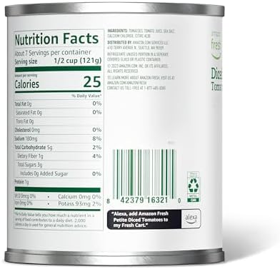 Amazon Fresh, Diced Canned Tomatoes in Tomato Juice, 28 Oz (Previously Happy Belly, Packaging May Vary) (Pack of 5)
