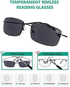 Eyekepper Titanium Rimless Reading Sunglasses Sunshine Readers Men