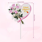 12 Pieces Happy Mother's Day Cake Toppers Flower Cupcake Topper for Mother's Day Birthday Cake Decoration Party Supplies (Style 2)