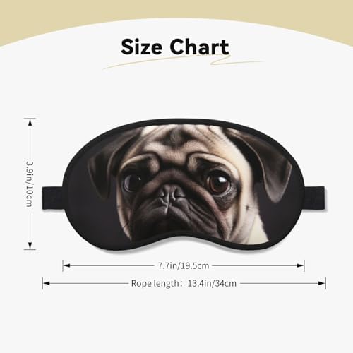 Pug Sleep Mask for Side Sleeper Blackout Eye Mask for Sleeping Blindfold 3D Sleeping Mask for Men Women Soft Breathable Eye Cover for Meditation Light Blocking Travel