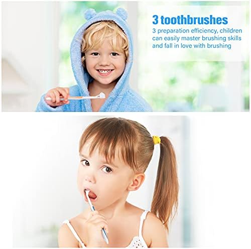 Boao 4 Pieces Toothbrush 3 Sided 7.1 Inch Autism Sensory Toothbrush 360 Degree Cleaning Travel Brush Complete Teeth Angle Clean Tooth(Pink, Blue, Orange, Purple)