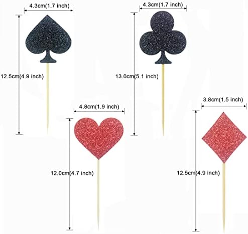 Morndew 24 PCS Casino Night Poker Cupcake Toppers for Las Vegas Theme Party Wedding Party Birthday Party Decorations