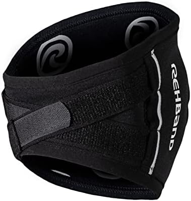 Rehband patella-stabilizing knee support, 1 piece, 3mm neoprene open patella bandage with extra stabilization for the kneecap for sport and active life, Colour:Black, Size:Medium