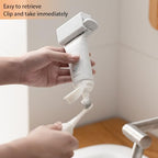 2 Pack Wall - Mounted Magnetic Manual Toothpaste Squeezer and Roller Set, White Plastic Tube for Cosmetics and Hair Dye (White)