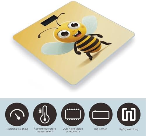 Cartoon Bee Scale for Body Weight Highly Accurate Digital Bathroom Body Scale Easy-to-Read Large LCD Display Bathroom Scale Heavy Duty Measuring Device for People