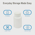 50PCS White Empty Solid Plastic Bottle Case Holder Container Vials Box with Screw Cap for Powder Sample Storage (20ml/0,67oz)