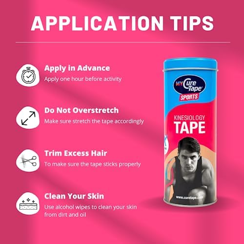 CureTape Sports | Kinesiology Tape for Muscle & Joint Pain | Elastic Therapeutic Tape | Waterproof Athletic Tape | Medical K Tape | 25% Stronger Adhesion | Pink, Black, Blue | 2inx8ft | (Pack of 3)