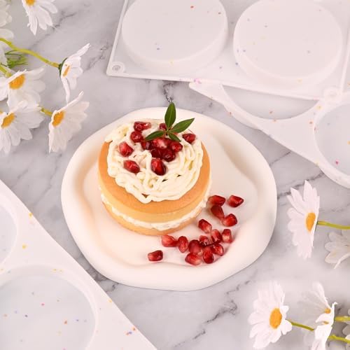 HUAKENER 3 Pcs Silicone Muffin Top Pans for Baking, 4 Inch Non-Stick Round Baking Molds for Mini Cake, Muffin Top, Dessert, Hamburger, Sandwiches Making