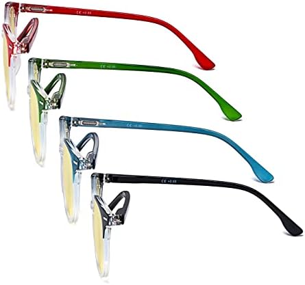 Eyekepper 4-pack Round Blue Light Blocking Glasses Women Yellow Tinted