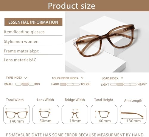 JOSCHOO Reading Glasses Blue Light Blocking Readers Spring Hinge Glasses for Reading for Men and Women