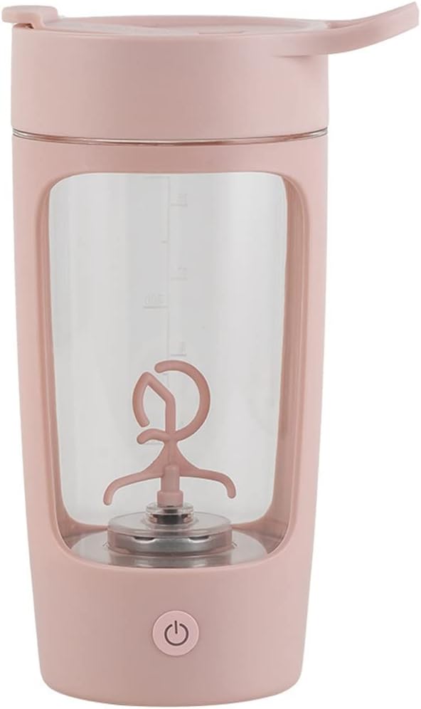 Protein Powder Mixer Shaker Cup Electric Portable Bottle for Coffee Free with USB Rechargeable 1200Mah,Pink