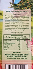 Tamek Sour Cherry Nectar Visne Suyu, 1L - 33.8 FL Oz. Pack of 3
