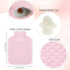 Hot Water Bottle, 500ml Small Hot Water Bottle with Cover Mermaid Style Hand Warmer with Soft Premium Faux Fur Cover 2-in-1 Bottles for Cold & Hots Compress Bag for Women Seniors (Pink)