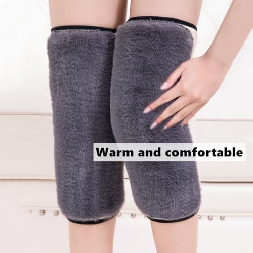 Thicken Cashmere Wool Knee Warmers Wool Knee Brace Pad Winter Warm Knee Sleeves Breathable Elastic Leg Sleeves Wraps Thermal Knee Support Pad for Arthritis Pain Relief Skiing Cycling Running