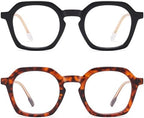AMOMOMA 2 Pack Retro Square Reading Glasses for Women Men,Vintage Blue Light Computer Reader Frame AM6193
