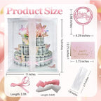 Cash Gifting Cash Gift Box，Happy Gift Box Money Flower Cake, DIY Surprise Gift for Valentine's Day (Pink three-tier)