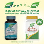 Nature's Way Choline & Inositol, Supports Brain Health & Cellular Energy*, 500 mg Choline & 500 mg Inositol per 2-capsule serving, Gluten Free, 100 Capsules (Packaging May Vary)