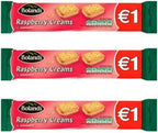 Bolands Raspberry Creams, Irish Cookies Biscuits, 3 pack, 125g each bag.