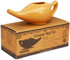 ANCIENT IMPEX Ceramic Neti Pot 250 ml (Crackle Orange) with 5 Neti Salt Sachets – Ayurvedic Nasal Wash for Sinus Relief, Allergy & Congestion, eco-Friendly Nasal Cleansing Pot