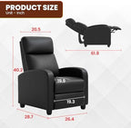 FDW Recliner Chair for Living Room Home Theater Seating Single Reclining Sofa Lounge with Padded Seat Backrest (Black)