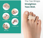 Welnove Hammer Toe Straightener - 8 Pack Broken Toe Wraps - Hammer Toe Corrector for Women - Toe Splints for Crooked Toes, Curled Toes, Bent Toes - (Large, Beige)
