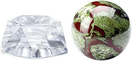 Jovivi 40mm Natural Dragon Blood Jasper Healing Crystal Gemstone Ball Divination Sphere Sculpture Figurine with Acrylic Stand