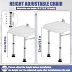 Wall Mounted Folding Shower Seat - Height-Adjustable Bathroom Safety Stool, 400lbs Heavy Duty Support, Foldable Shower Bench for Elderly, Adults, Pregnant Women & Disabled Users