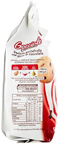 Pavesi: "Gocciole Chocolate" Biscuits with Chocolate drops , no palm oil - 17,6 Oz /500g , (Pack of 4)