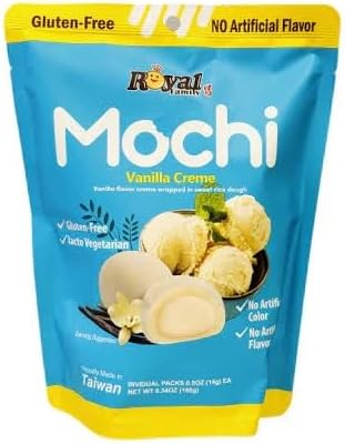 Royal Family Mochi, Vanilla Creme Flavor, (2 Pack 8.4 oz) – Gluten-Free, Low-Fat, Lacto-Vegetarian Treat